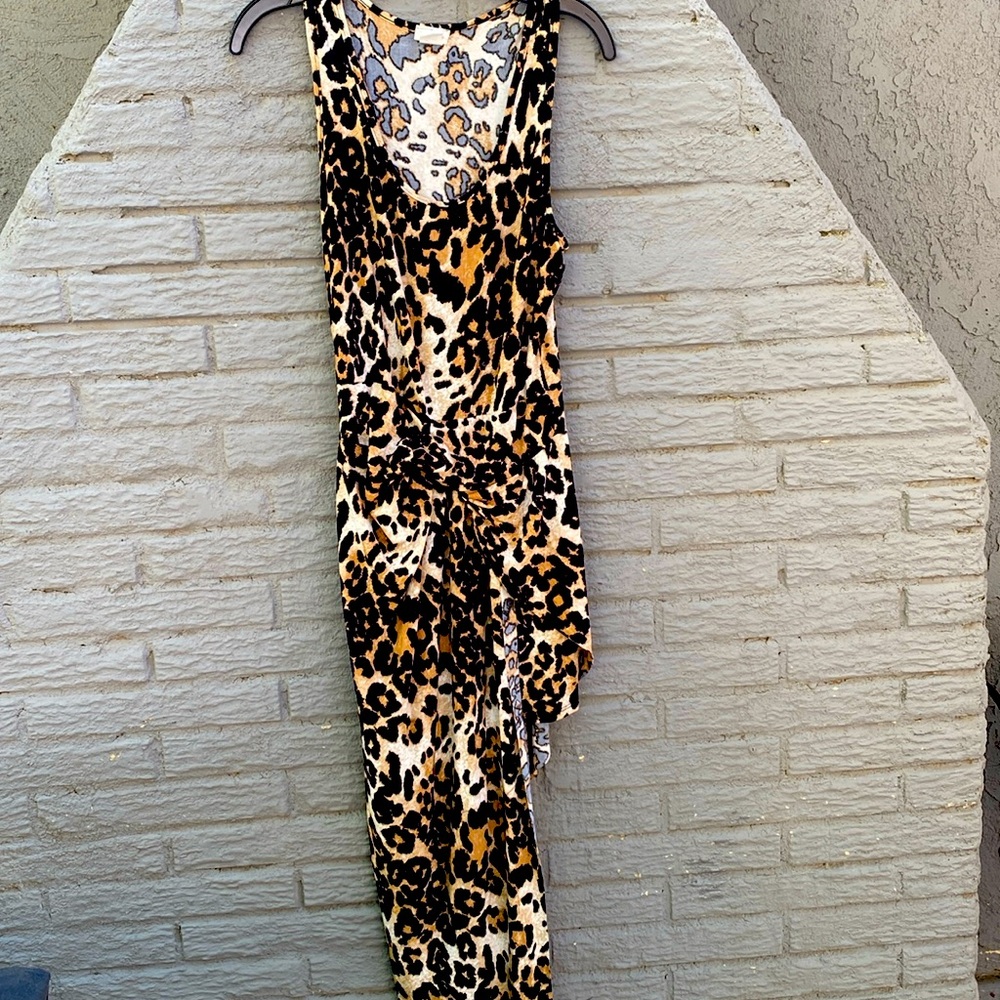 Leopard Print Faux Wrap Dress